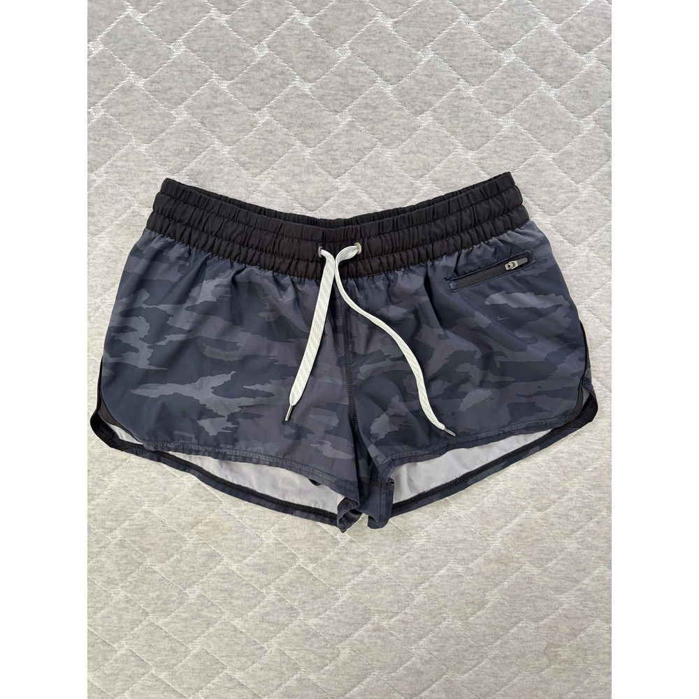 Vuori Shorts Womens Medium Gray Camo The Rise‎ The Shine Running Lined Athletic